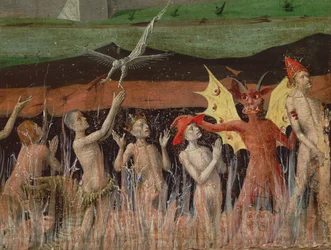 Resurrection of the Dead, Demon, Detail from the Coronation of the Virgin, 1453-54